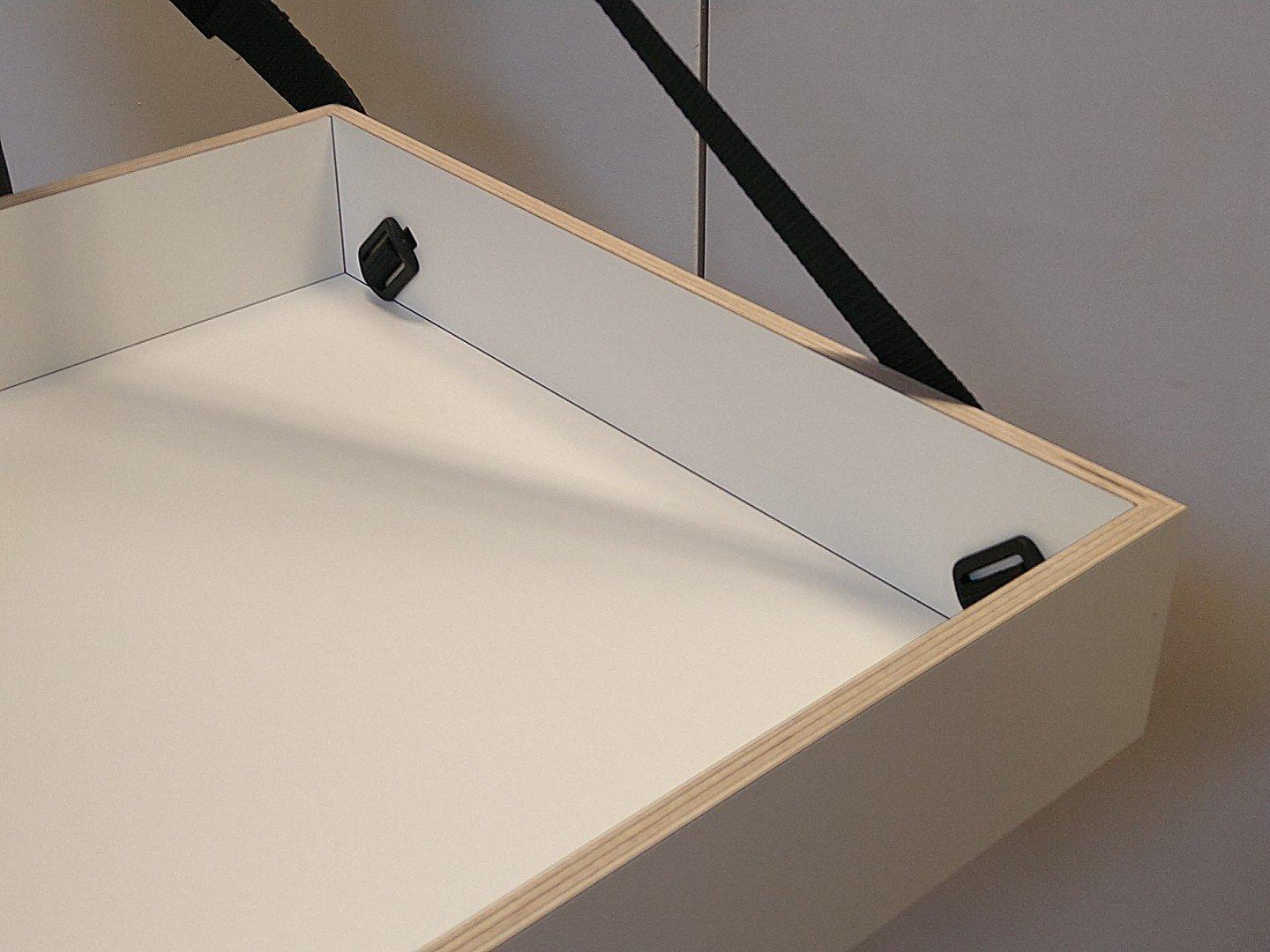 Standaard formaat hoge buikbak, wit hpl, detail