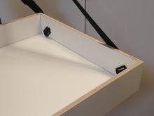 Standaard formaat hoge buikbak, wit hpl, detail